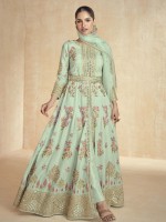 Sky Premium Silk Slit Anarkali Salwar Kameez